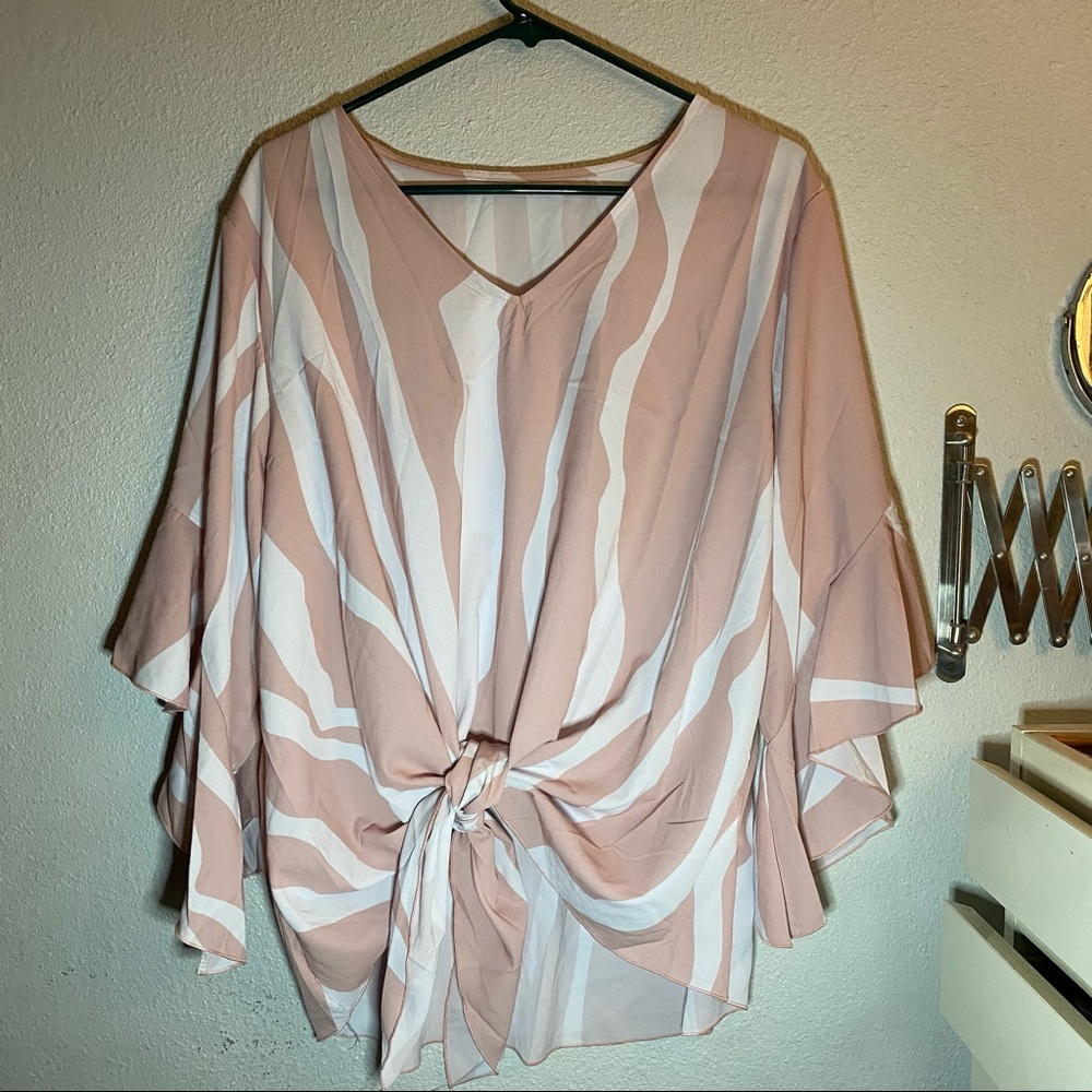 Pink and white zebra stripe patter cover up